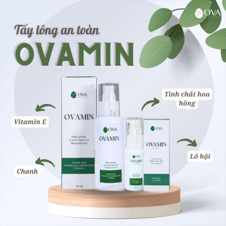 Combo kem tẩy lông và serum ức chế mọc lông ovamin